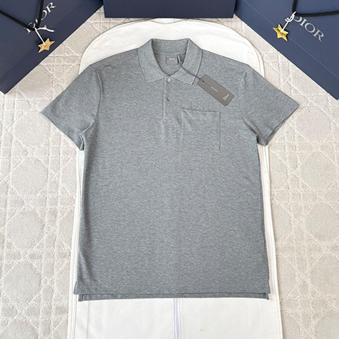 dior cotton pique embroidered short sleeve polo shirt